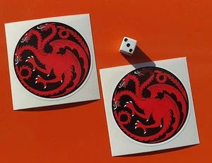 GAME OF THRONES Targaryen sigillo ADESIVI X 2 80MM TONDO - Foto 1 di 1