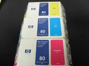 3 X Original Ink HP Designjet 1050c 1055cm / No. 80 350ml C4846A C4847A C4848A - Zdjęcie 1 z 1