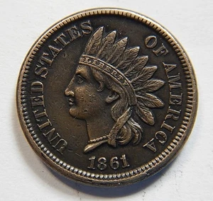 1861 Indian Head Cent AU 4 Diamonds Collector Coin 🔥 - Picture 1 of 2