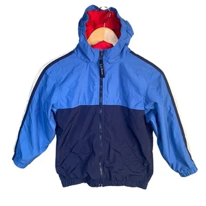 LL Bean Kids Windbreaker Jacket Blue Colorblock Hooded Lightweight Coat - Picture 1 of 15