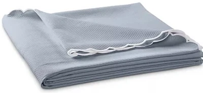 MATOUK DIAMOND PIQUE TWIN COVERLET QUILT SHAM SET HAZY BLUE SCALLOP EMBROIDERY - Image 1 of 4