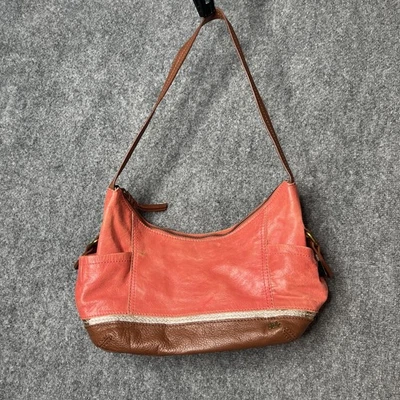 The Sak Naranja Rosa Guijarro Cuero Bolso de Hombro Bolso de Mano Cartera Suave Tamaño Mediano Foto 1 de 4