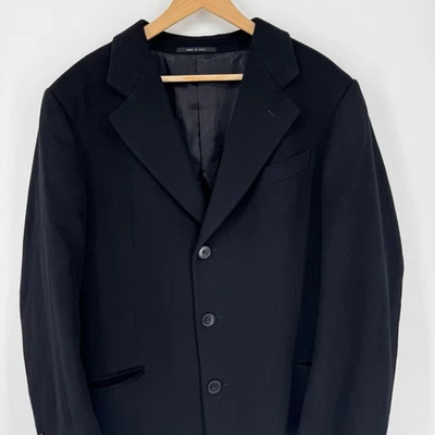 Armani Collezioni Saks Fifth Avenue Italy Black Cashmere 44 Trench Overcoat - Image 1 of 4