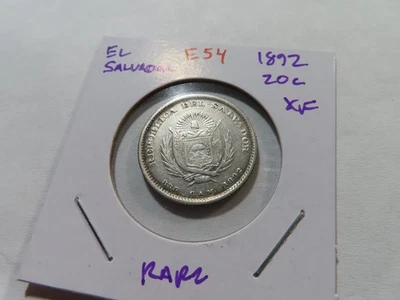 E54 El Salvador 1892 20 Centavos XF ¡¡RARO!!! Foto 1 de 2