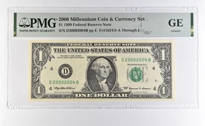 2000 Millennium Coin Currency $1 1999 FRN Cleveland OH Low Serial 2004 PMG *4607 - Picture 1 of 3