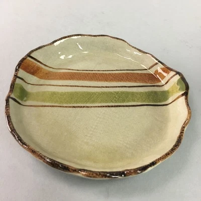 Plato pequeño de cerámica japonesa Kozara de colección cerámica redonda naranja verde marrón PT875 Foto 1 de 4