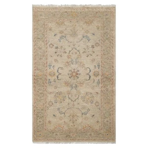 Afghan Oushak Transitional LoomBloom 3'x5' Beige Hand Knotted Wool Area Rug - Picture 1 of 5