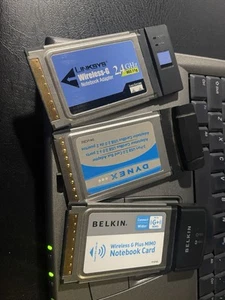3 PCMCIA Cards - 1xUSB 2.0 Belkin - 2xWifi 802.11g DYNEX/Linksys TESTED/WORKING - Picture 1 of 8