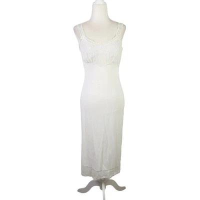Vestido sin tirantes vintage años 70 Vanity Fair crema nailon longitud media S Foto 1 de 4