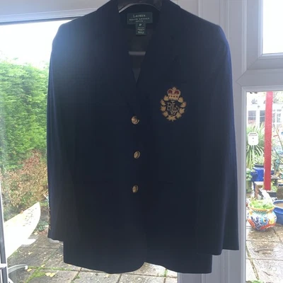 Женский шерстяной блейзер Ralph Lauren Polo темно-синий - размер 10 миниатюрный  - Изображение 1 из 4