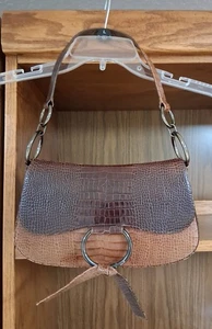 Stuart Weitzman faux croc brown purse - Picture 1 of 14