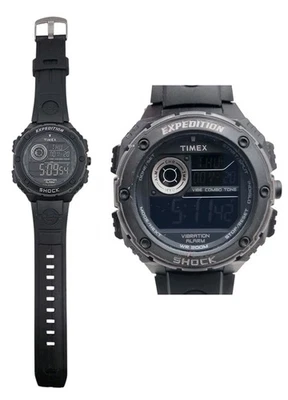 Reloj Digital Timex Expedition Shock Resina Negra 200M WR T49983 Indiglo Vibrate Foto 1 de 4