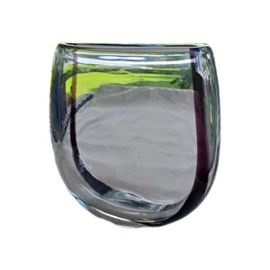 Glasvase mit weinroten Streifen, Vicke Lindstrand für Kosta Boda, Schweden. 4/1243 - Bild 1 von 9