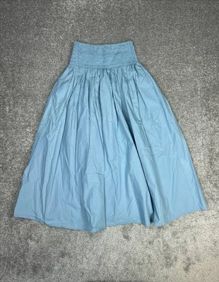 Falda Cos Midi Para Mujer XS Azul Algodón Favorecedora Cintura Fruncida Línea A Ropa de Fiesta Foto 1 de 4