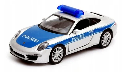 Welly Porsche 911 Carrera S Police Silver scala 1:34 1:39 auto da 4,5... - Immagine 1 di 4