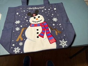 Disney Parks Walt Disney World Large Canvas Snowman Tote Bag NWOT - Picture 1 of 6