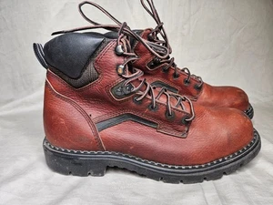 Red Wing Steel Saftey Toe Work Boots Mens 12 Brown Leather Lace Up Padded Ankle - Picture 1 of 12