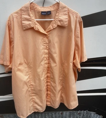 Plus Size 3X BASIC EDITIONS BLOUSE PEACH COLOR SHORT SLEEVE - Image 1 of 4