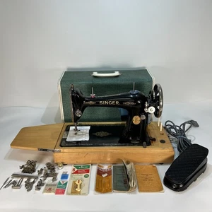 Vintage Singer Sewing Machine Y5823670 Electric Converted + Accessories Used - Picture 1 of 24