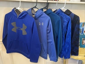 5 Piece Boys Under Armour Hoodie Bundle Lot Size YLG Youth Large EUC GUC Blue - Picture 1 of 9