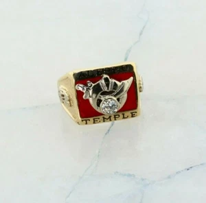 10K Yellow Gold Men's Shriners Ring With Diamond, Size 9 - Picture 1 of 8
