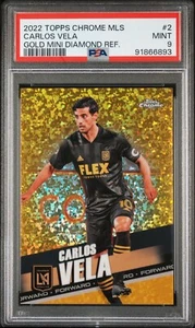 2022 Topps Chrome MLS Carlos Vela Gold Diamond Refractor /50 LA FC Mexico PSA 9 - Picture 1 of 2