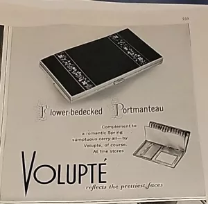 Portmanteau de colección Volupte 1947 compacto con flores adornado anuncio - Imagen 1 de 1