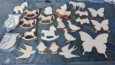 JOB LOT OF 79 MIXED THICKNESS MDF LASER CUT WOODEN SHAPES -ANIMALS - Image 1 of 4