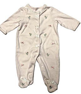 Little Me Blush Light Pink Flower Bows Baby Girls Sleeper 3 Months - Picture 1 of 9