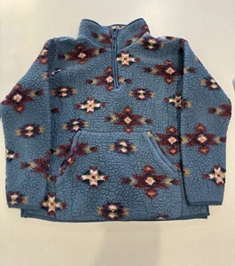 Wrangler Retro Size M Aztec Pullover Americana Sherpa Western Fleece Sweater - Picture 1 of 4