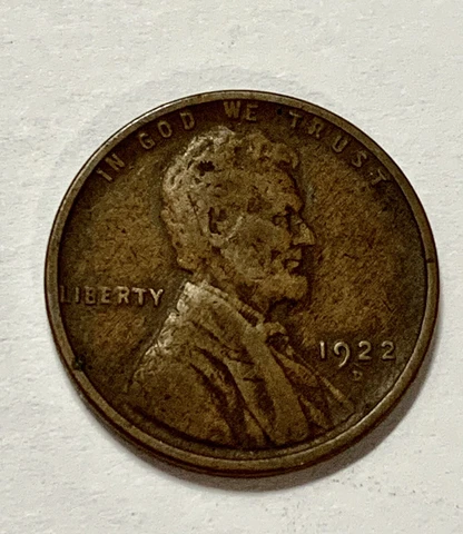 1922-D Lincoln Wheat Cent, VG+, Weak "D" Cover