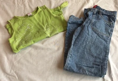 Camisa jeans Gymboree tamanho 9 feminina verde sem mangas - Imagem 1 de 4