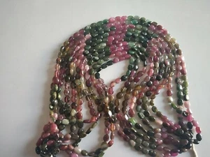 Tormalina Ovale Perline Lisce 1 Filo Pietra Preziosa Naturale 90 Cts Lotto Circa - Foto 1 di 3