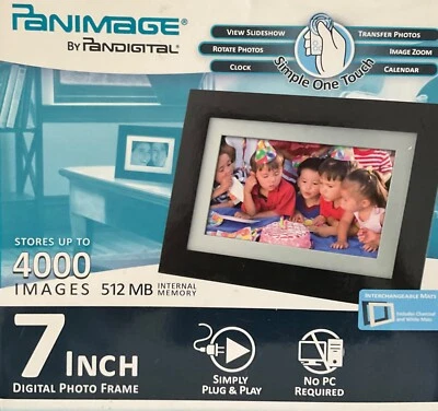Pandigital Panimage 7" Digital Photo Frame Remote 4000 Images Black Gold Frame - Image 1 of 2