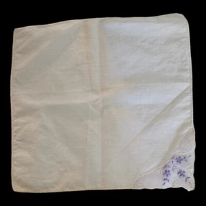 Pañuelo blanco de colección púrpura bordado flores esquina encaje pañuelo regalo - Imagen 1 de 5