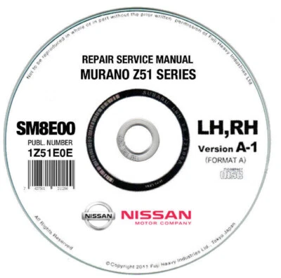 Nissan Murano Z51 (2008-2014) manuale officina su Cd - Immagine 1 di 4