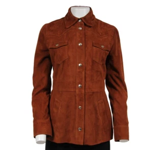 Dolce & Gabbana Women Trucker Jacket Size US 8 IT 42 Brown Suede Leopard Western - Picture 1 of 10