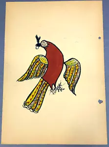 c.1900 Pennsylvania Dutch Folk Art Fraktur-Style Ink & Gouache Painting X9TT4 04 - Picture 1 of 4