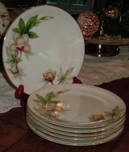 6pc Meito Woodrose Ivory China Desert / Bread Plate Saucer 6.5" Japan EUC - Picture 1 of 10