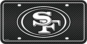 San Francisco 49ers Metal Tag License Plate Carbon Fiber Design Premium Football
