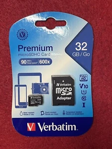 Verbatim 32GB Premium microSDHC Memory Card with Adapter UHS-I V10 U1 Class 10 - Picture 1 of 2