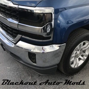 2016-2018 Chevy Silverado Smoke Head Light Tint Precut Dark Smoke Vinyl Overlays - Picture 1 of 3