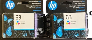 (2er Pack) HP #63 Farbe Tintenpatrone 63 F6U61AN NEU ORIGINAL Open Box 1 + 1 Neu - Bild 1 von 2