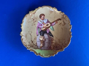 Limoges Coronet France Man Playing Mandolin Signed Hand Painted Plate 10 1/4" - Picture 1 of 9