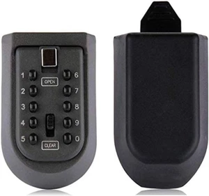 Indoor & Outdoor Key Lock Box Wall Mounted Push Button Combination Key Safe - Picture 1 of 12
