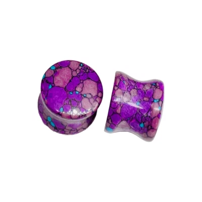 Purple Turquoise Crystal Ear Gauges Size 8g-2-1/8" Set of 2 - Image 1 of 4