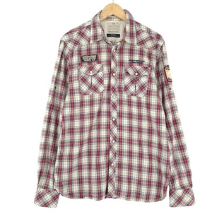 Scotch&Soda Hombre Camisa Cuadros de Leñador Franela Snap Botón Ot0 Talla L - Imagen 1 de 9
