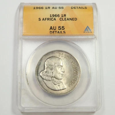1966 ANACS AU55 Details - SOUTH AFRICA - SILVER Rand Coin #49760A - Image 1 of 2