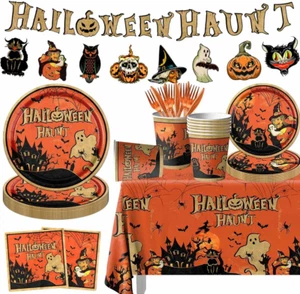GREHUMOR Halloween Vintage Decorations Tableware 142Pcs Johanna Parker Halloween - Picture 1 of 12