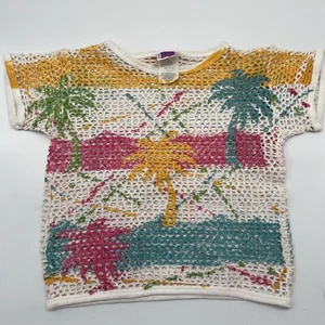 VTG Basic Image Palm Tree Crochet Top Swim Coverup Size 5 Made In USA - Picture 1 of 7